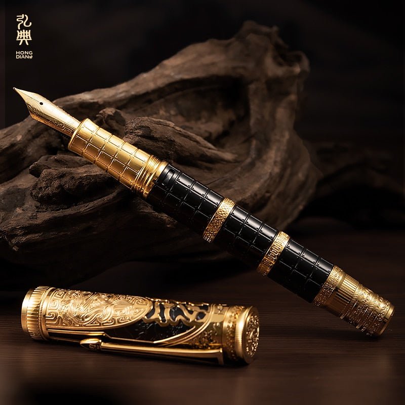 Stylo-plume Hongdian Qin, Plume Or 14K, Style Chinois antique