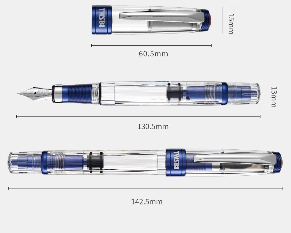 TWSBI 580 Stylo-plume à Piston, Corps Résine Transparent