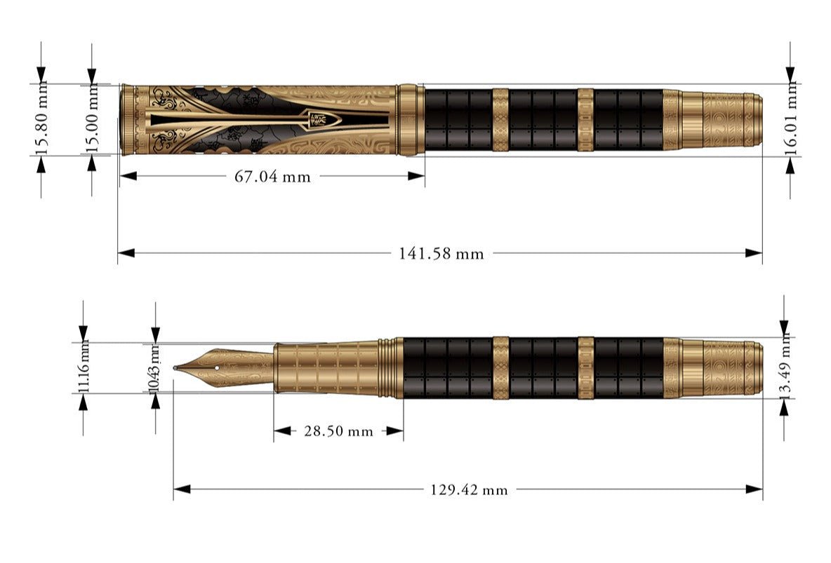 Stylo-plume Hongdian Qin, Plume Or 14K, Style Chinois antique