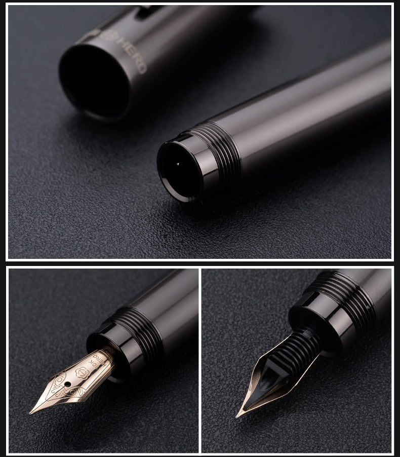 HERO-Stylo plume à encre noire en plastique, capuchon rotatif, droit,  pointu, artistes, papeterie, bureau, 856