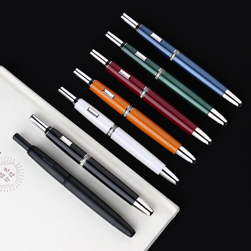 Lcmei Stylo plume rétractable, stylo plume rechargeable à encre de type  presse, stylo plume rétractable de calligraphie pour une écriture fluide